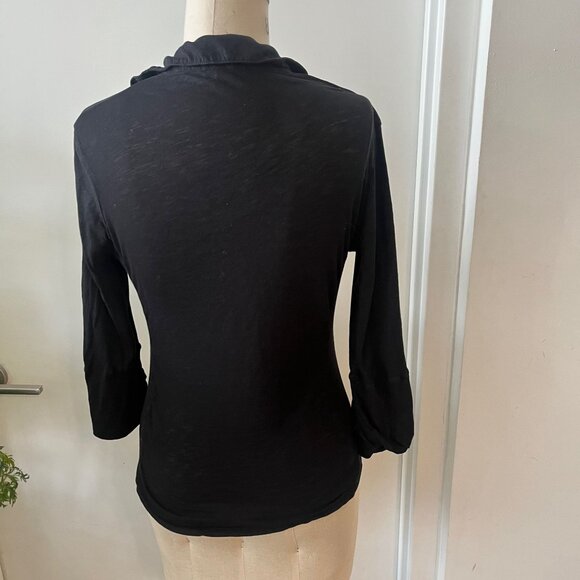 JAMES PERSE Sheer Slub Side Panel Button Down Shirt in Black Size 2 (Medium) - Picture 4 of 8